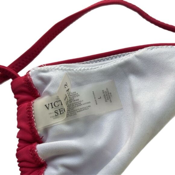NWOT Victoria’s Secret Red Tassel Front Triangles String Bikini Top Size Large - Picture 3 of 3